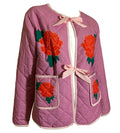 Roses are Red Pink Quilted Jacket with Roses and Gingham Ties Modern