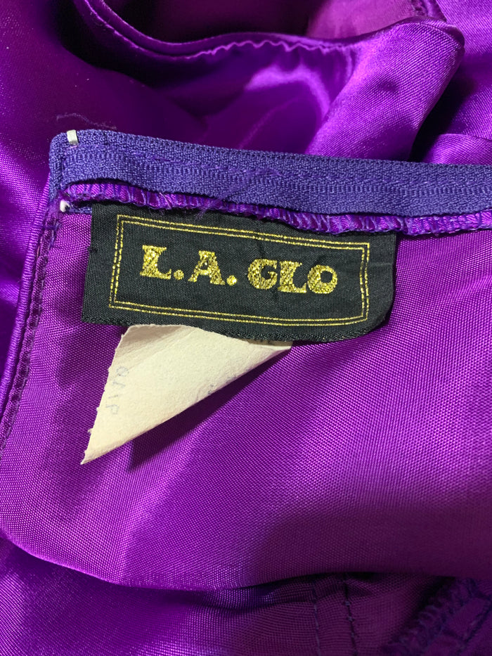 Royal Purple Ruched Hip Cocktail Dress circa 1980s