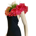Ruffed Up- the Reimagined Pleated Iridescent Coral Ruffled Collar with Beads and Feathers