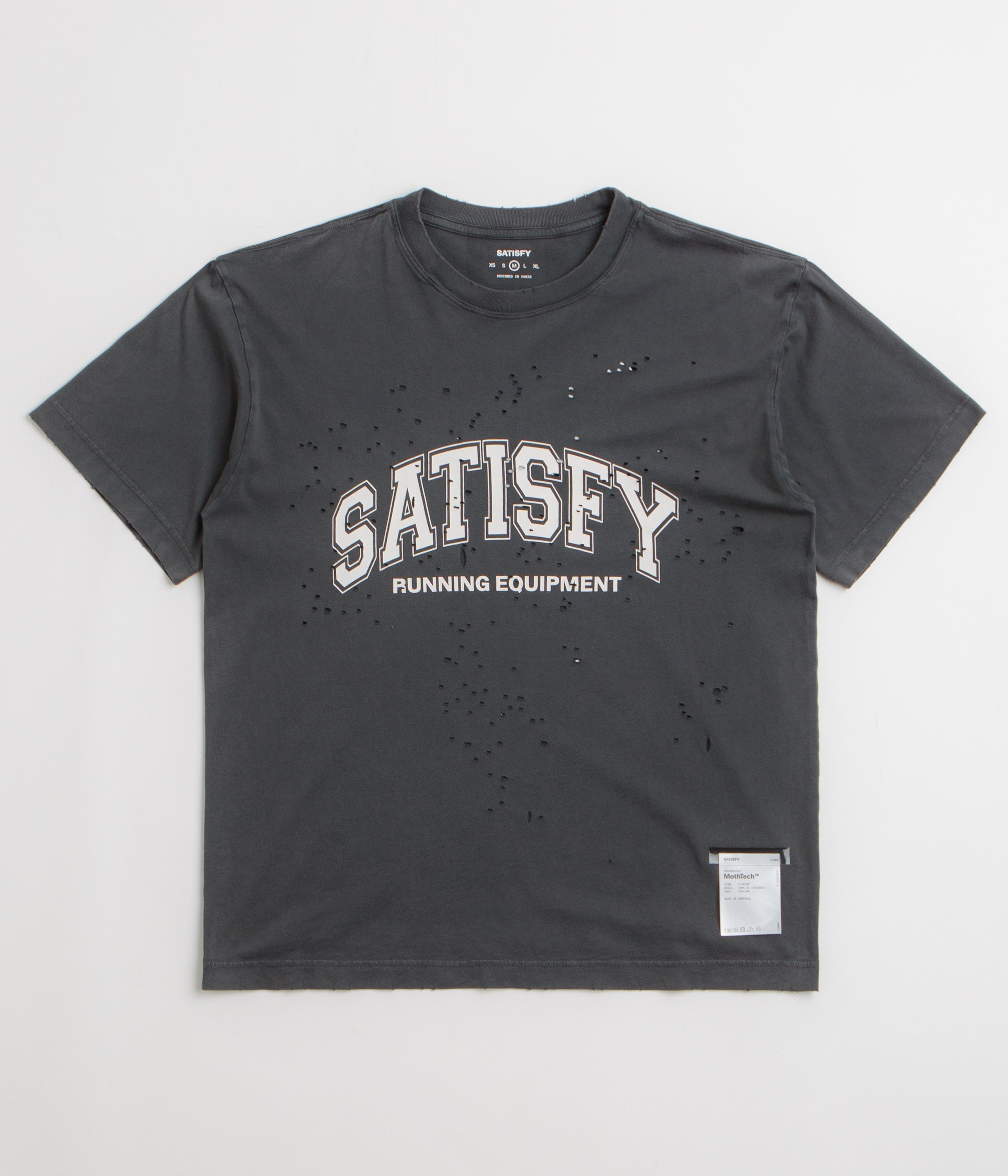 Satisfy MothTech Varsity Logo T-Shirt - Aged Black