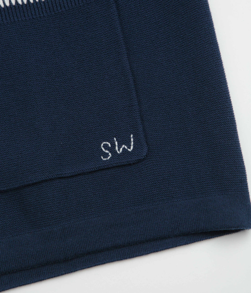 Service Works Blanket Stitch Knit Short Sleeve Shirt - Navy