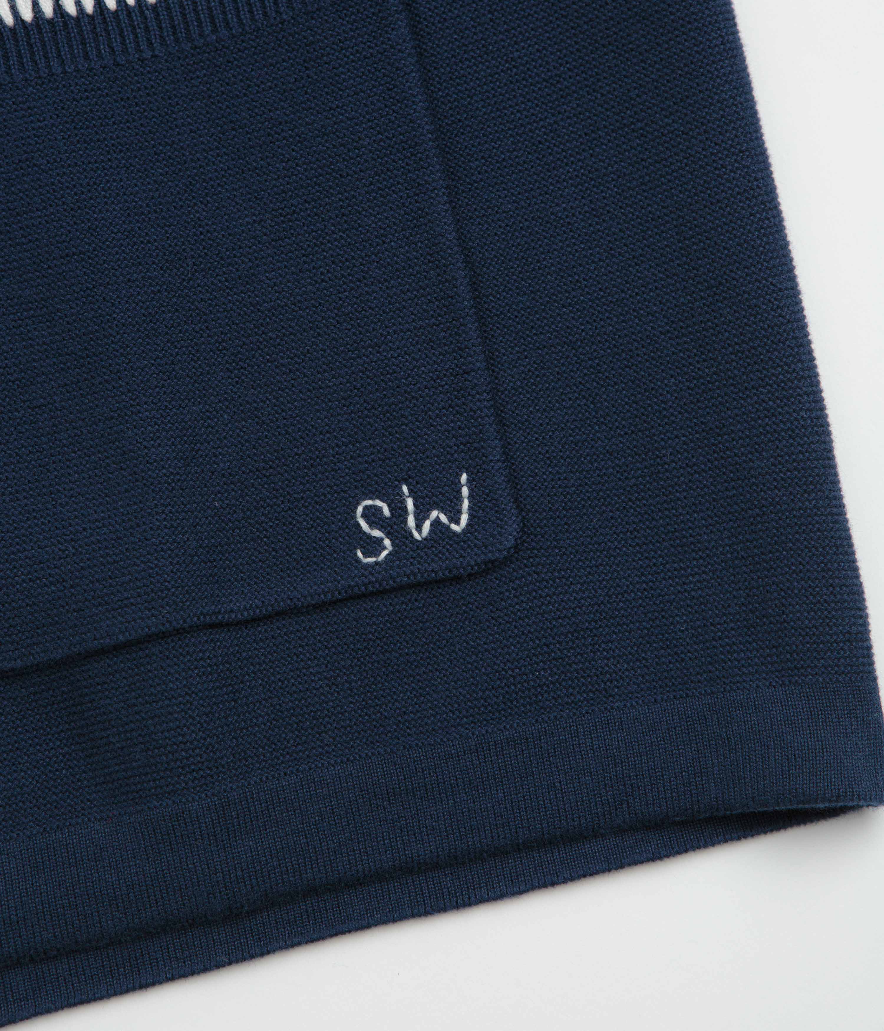 Service Works Blanket Stitch Knit Short Sleeve Shirt - Navy