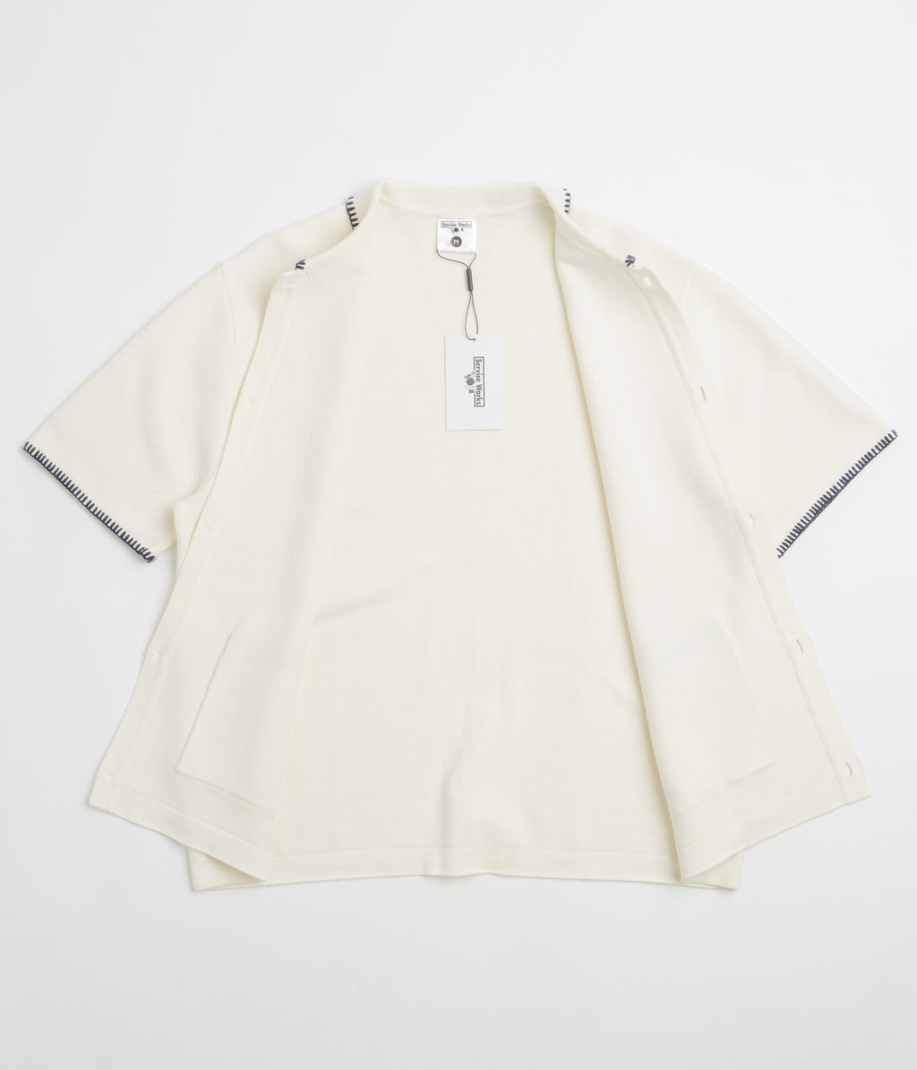 Service Works Blanket Stitch Knit Short Sleeve Shirt - Off-White