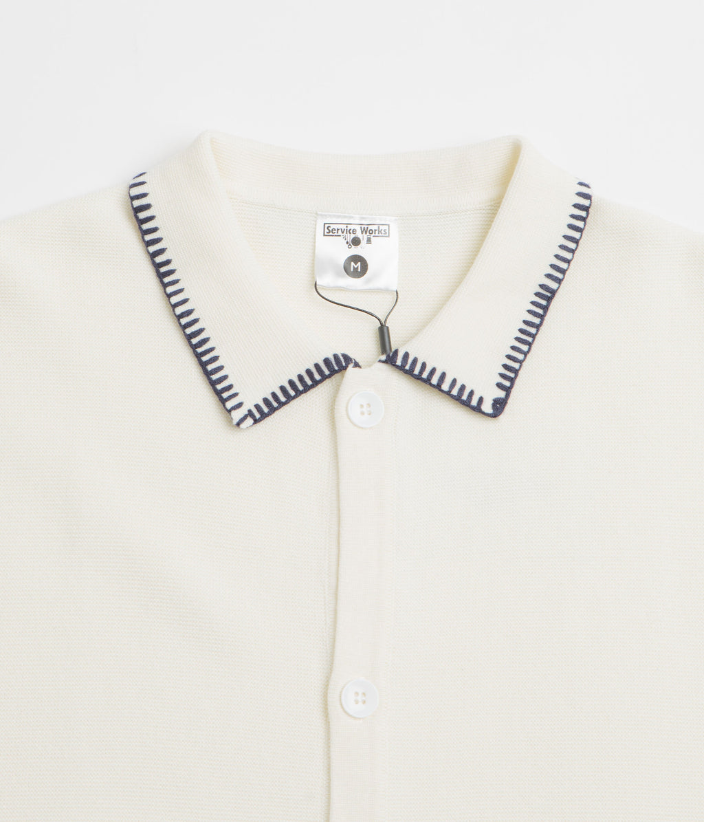 Service Works Blanket Stitch Knit Short Sleeve Shirt - Off-White