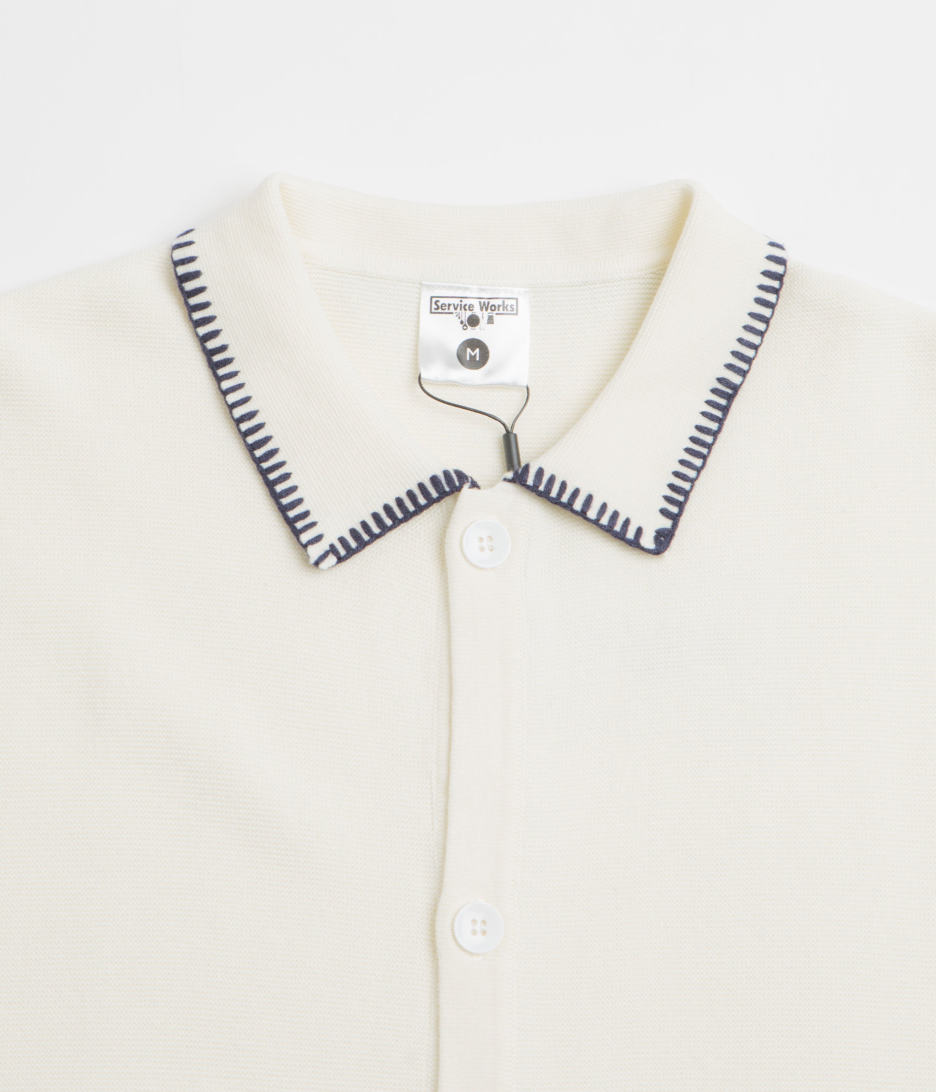 Service Works Blanket Stitch Knit Short Sleeve Shirt - Off-White