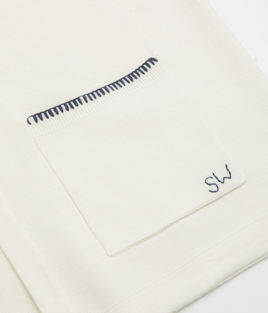 Service Works Blanket Stitch Knit Short Sleeve Shirt - Off-White