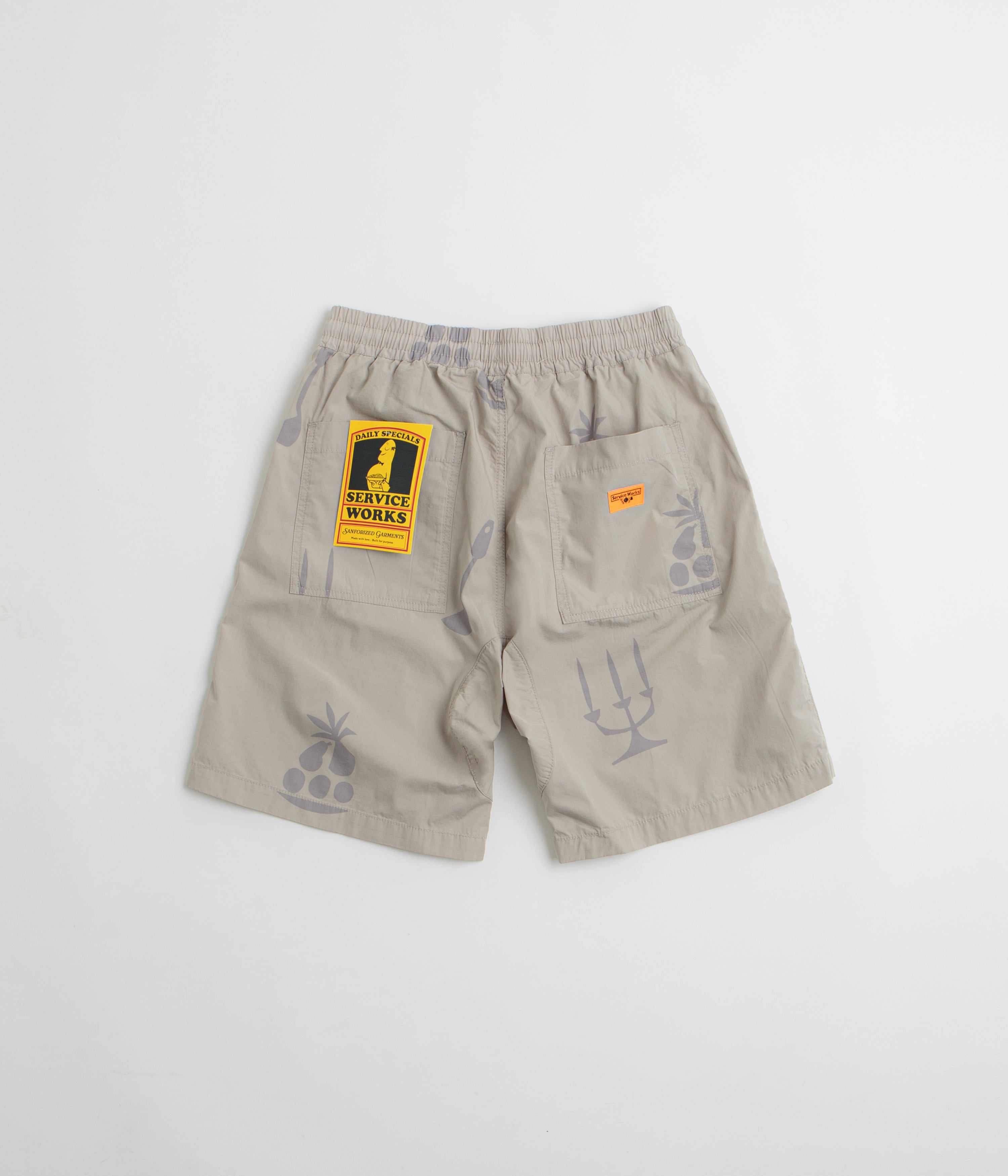 Service Works Poplin Printed Chef Shorts - Stone