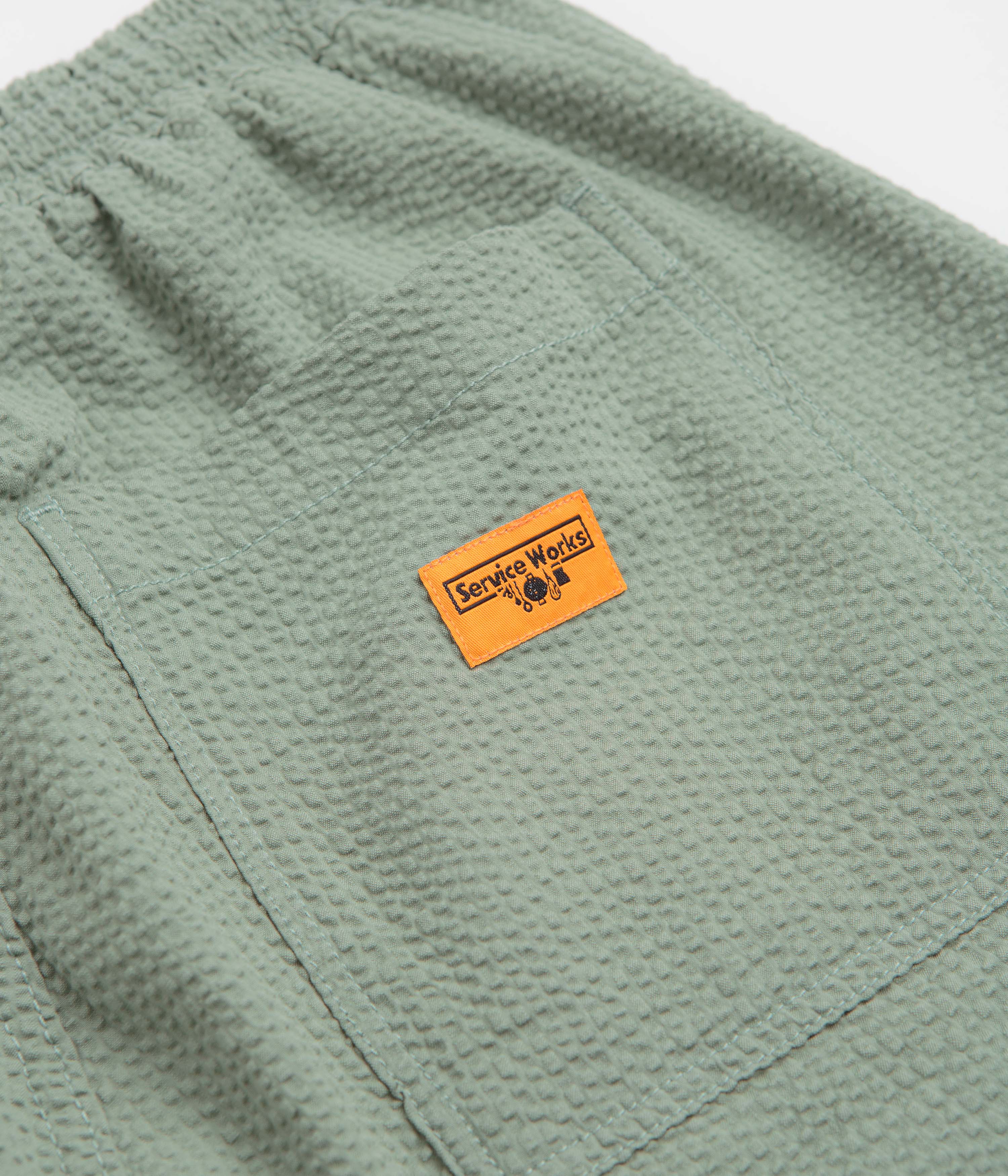 Service Works Seersucker Chef Shorts - Sage