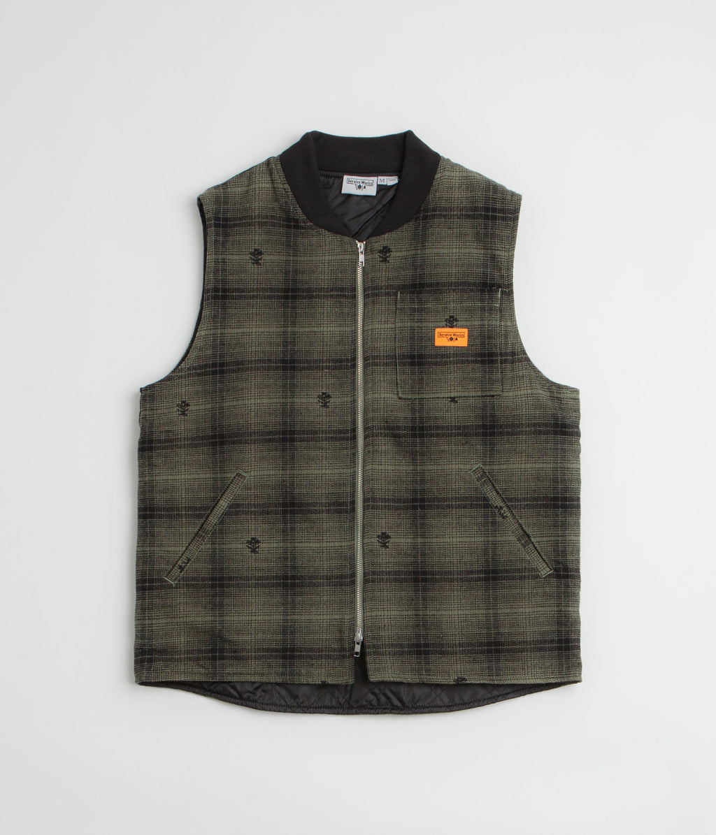 Service Works Thistle Plaid Work Vest - Olive