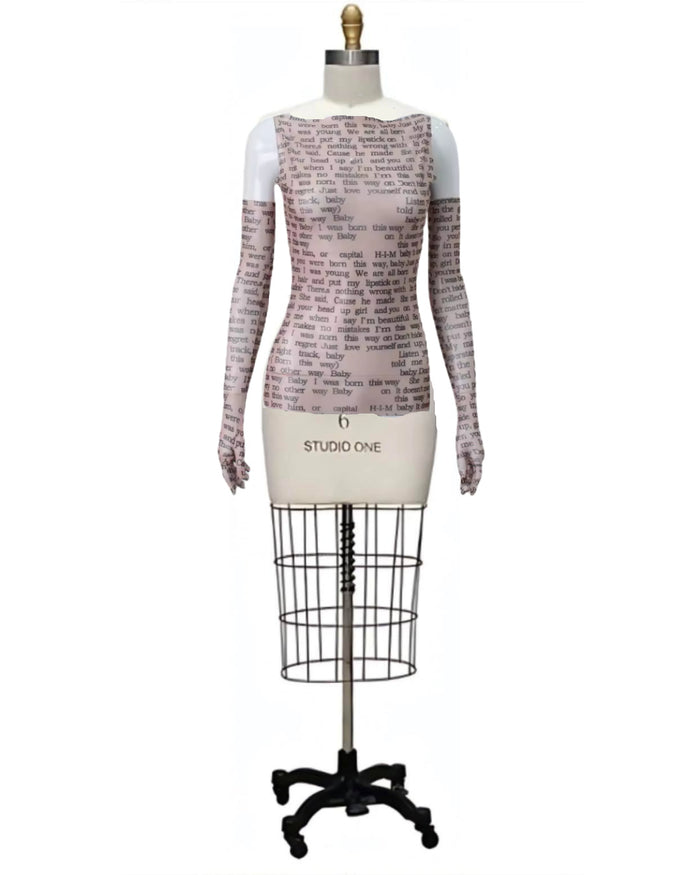 Stephi- Gaga Lyrics Mesh Sleeveless Shirt and Gloves 3 Color Ways