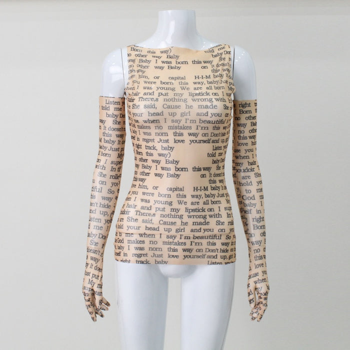 Stephi- Gaga Lyrics Mesh Sleeveless Shirt and Gloves 3 Color Ways