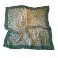 Stylized Green Leaf Print Square Scarf circa 1970s