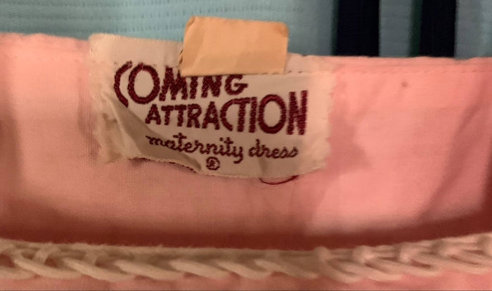 Sweet Pink Cotton Maternity Sun Dress Adjustable Waist circa 1940s