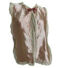 Sweet Pink Tie Front Lingerie Top with Lace and Rosette circa 1960s