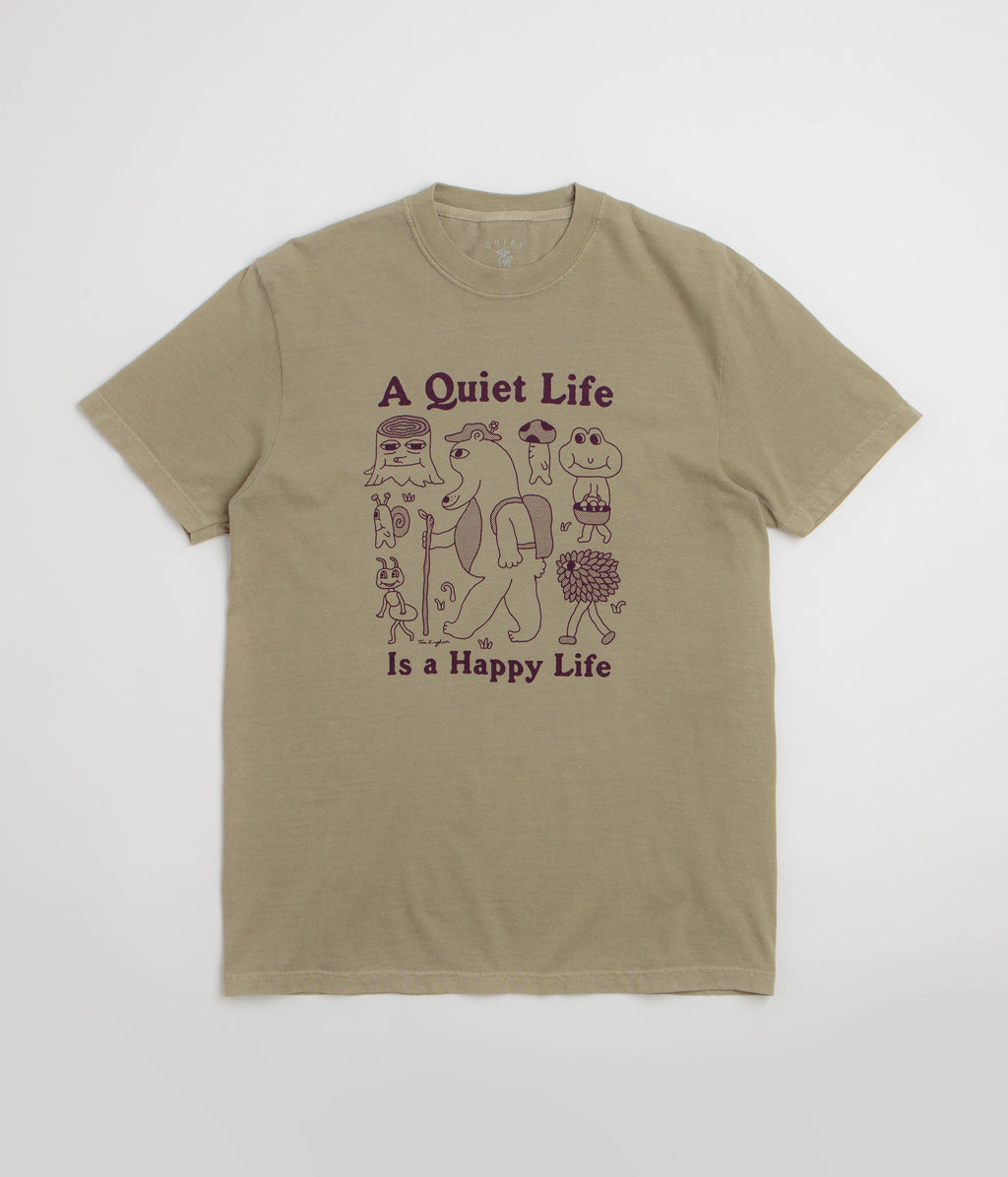 The Quiet Life Happy Life Pigment Dye T-Shirt - Khaki