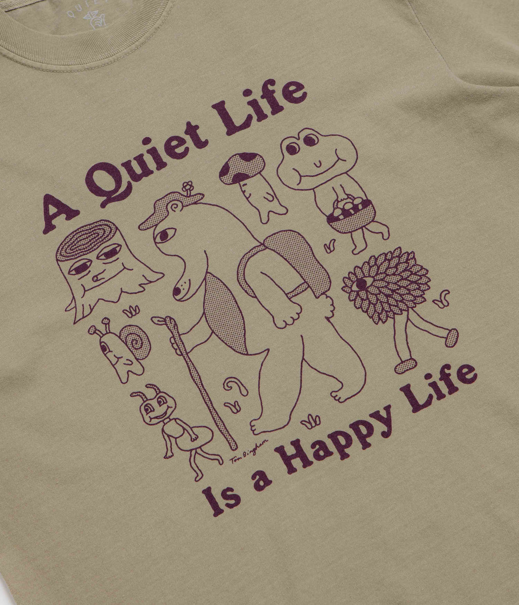 The Quiet Life Happy Life Pigment Dye T-Shirt - Khaki