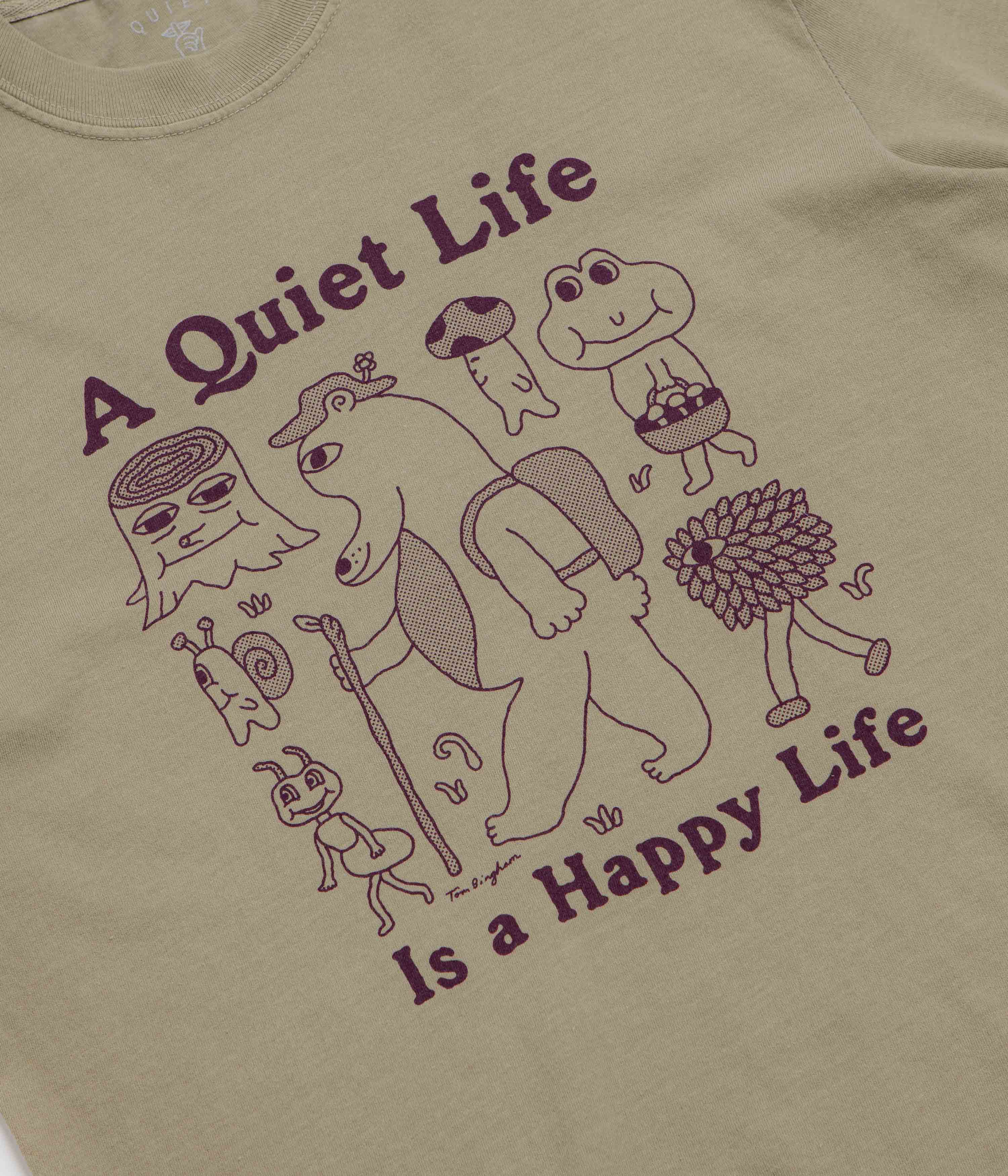 The Quiet Life Happy Life Pigment Dye T-Shirt - Khaki