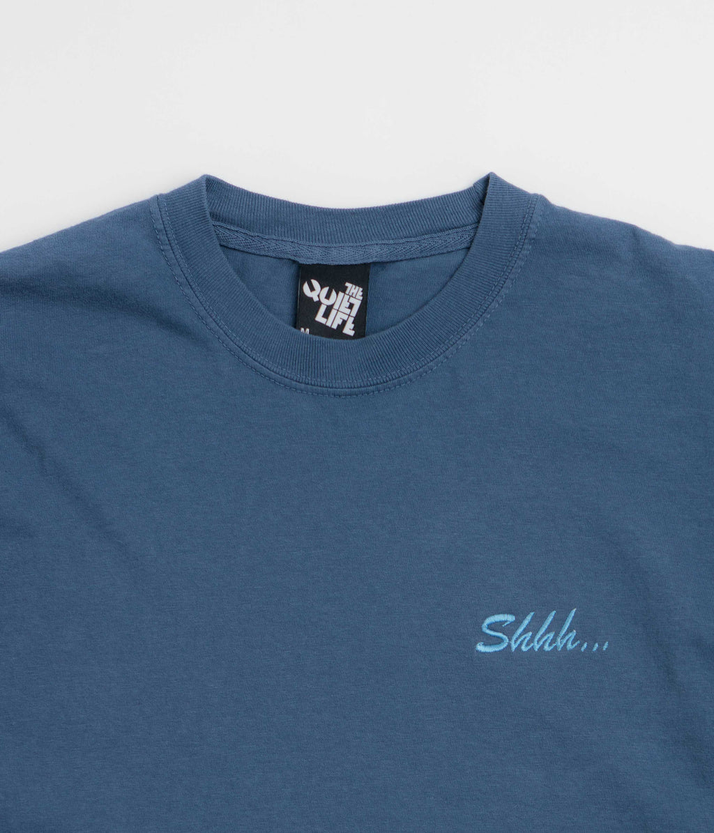 The Quiet Life Shhh Script Pigment Dye T-Shirt - Midnight Blue
