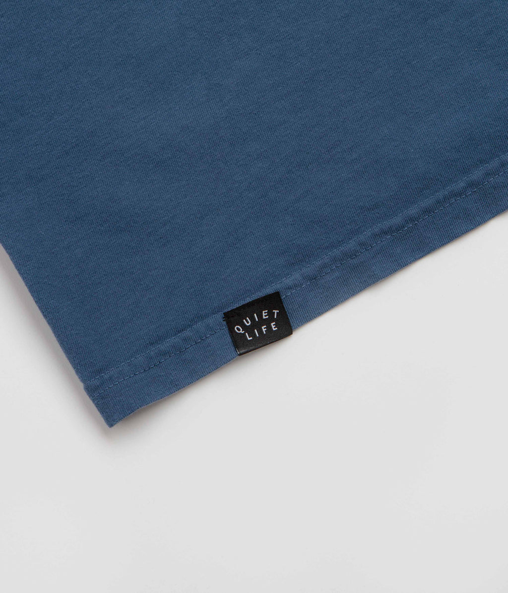 The Quiet Life Shhh Script Pigment Dye T-Shirt - Midnight Blue