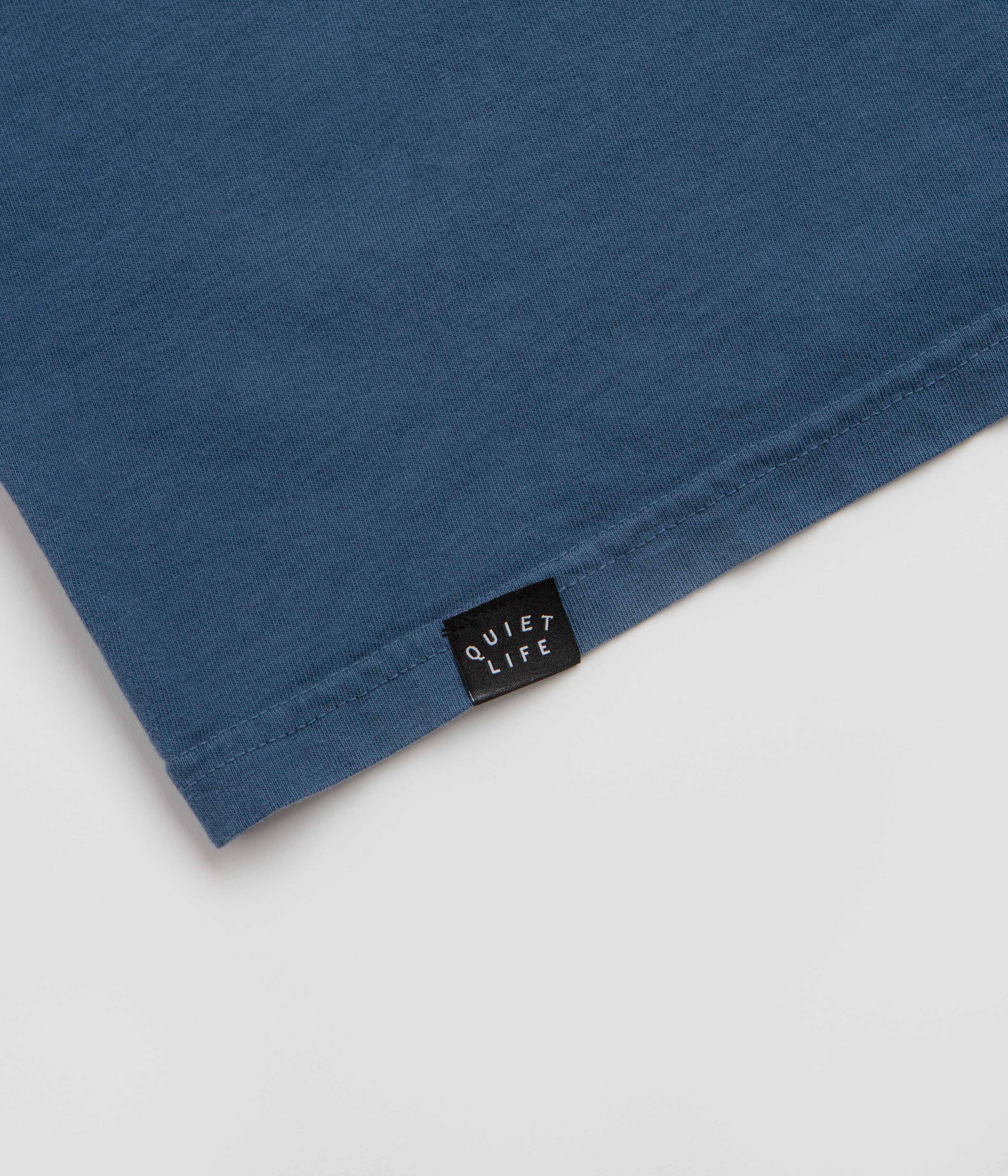 The Quiet Life Shhh Script Pigment Dye T-Shirt - Midnight Blue