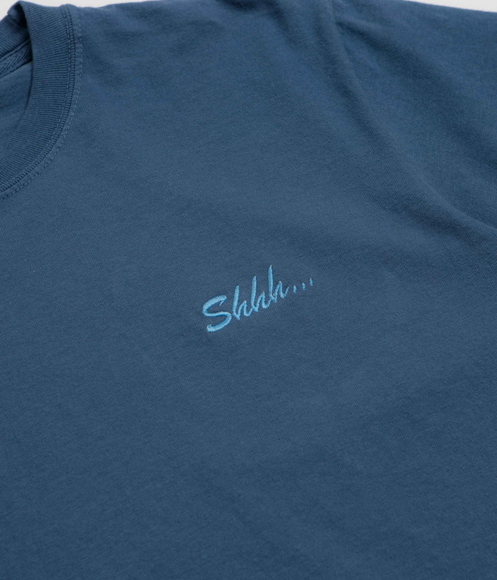 The Quiet Life Shhh Script Pigment Dye T-Shirt - Midnight Blue