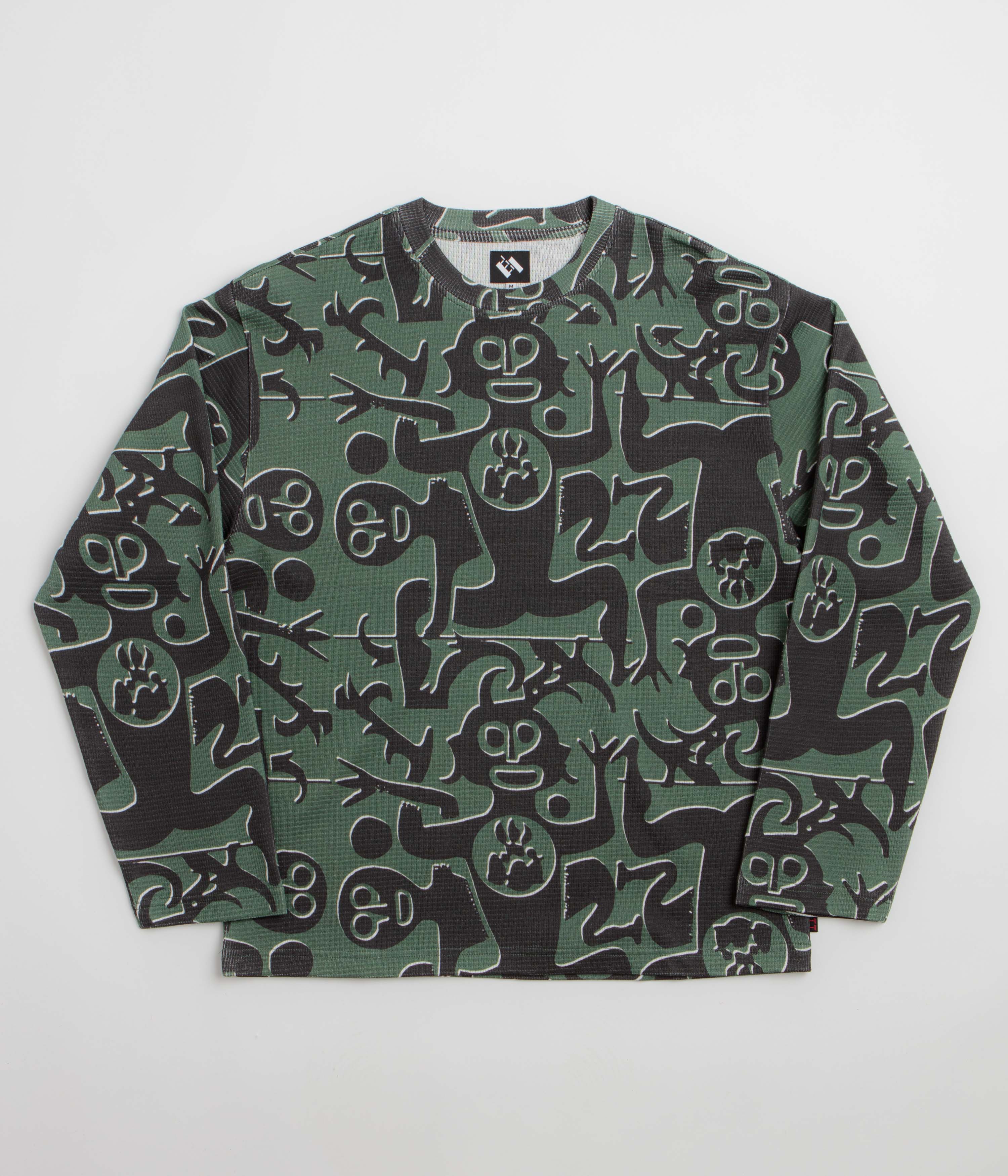The Trilogy Tapes Entity Waffle Crewneck Sweatshirt - Green