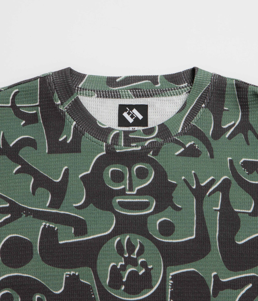 The Trilogy Tapes Entity Waffle Crewneck Sweatshirt - Green