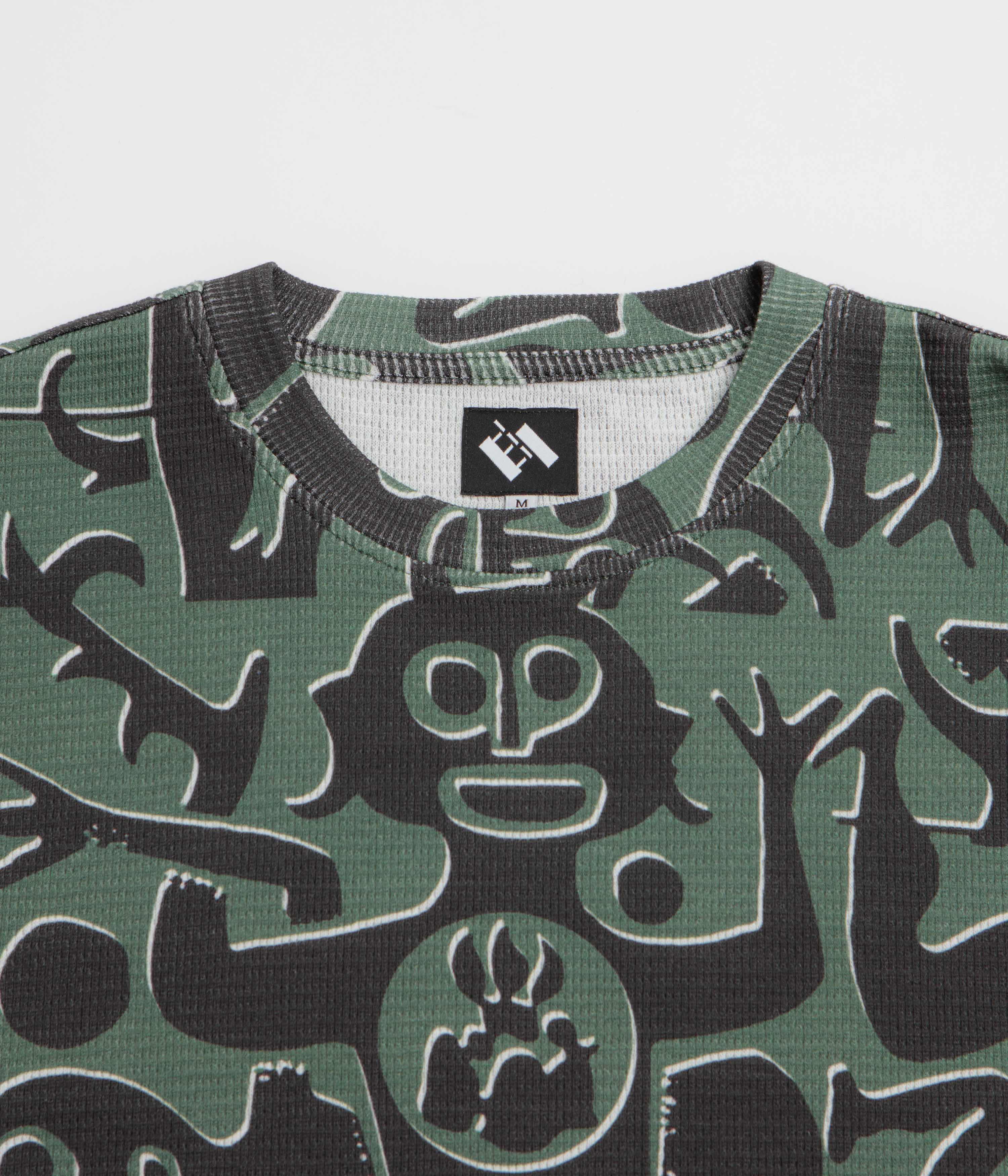 The Trilogy Tapes Entity Waffle Crewneck Sweatshirt - Green