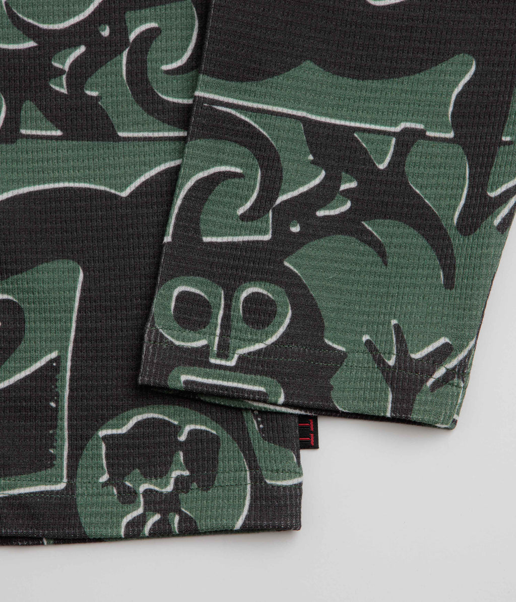 The Trilogy Tapes Entity Waffle Crewneck Sweatshirt - Green