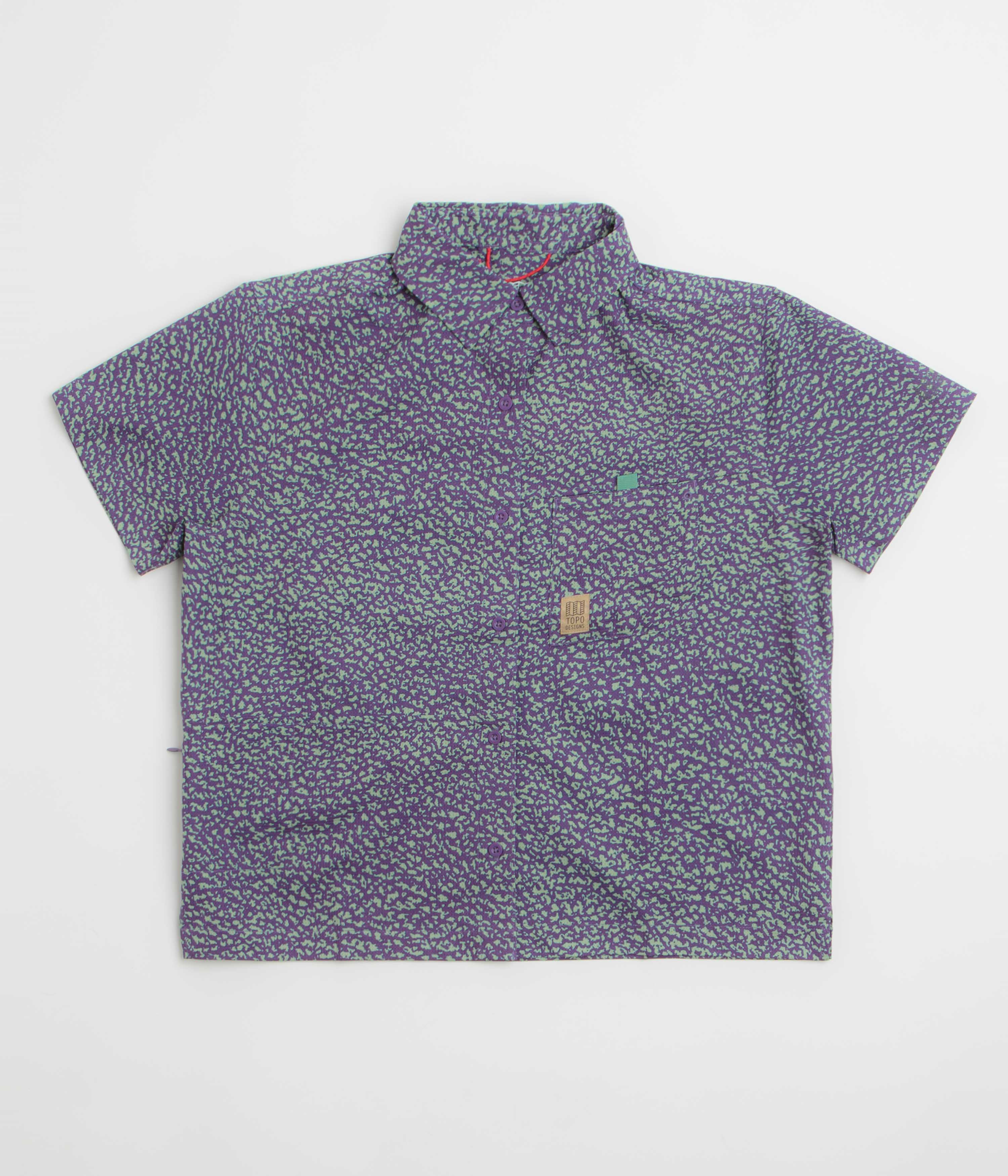 Topo Designs Womens Retro River Short Sleeve Shirt - Crackle Loganberry