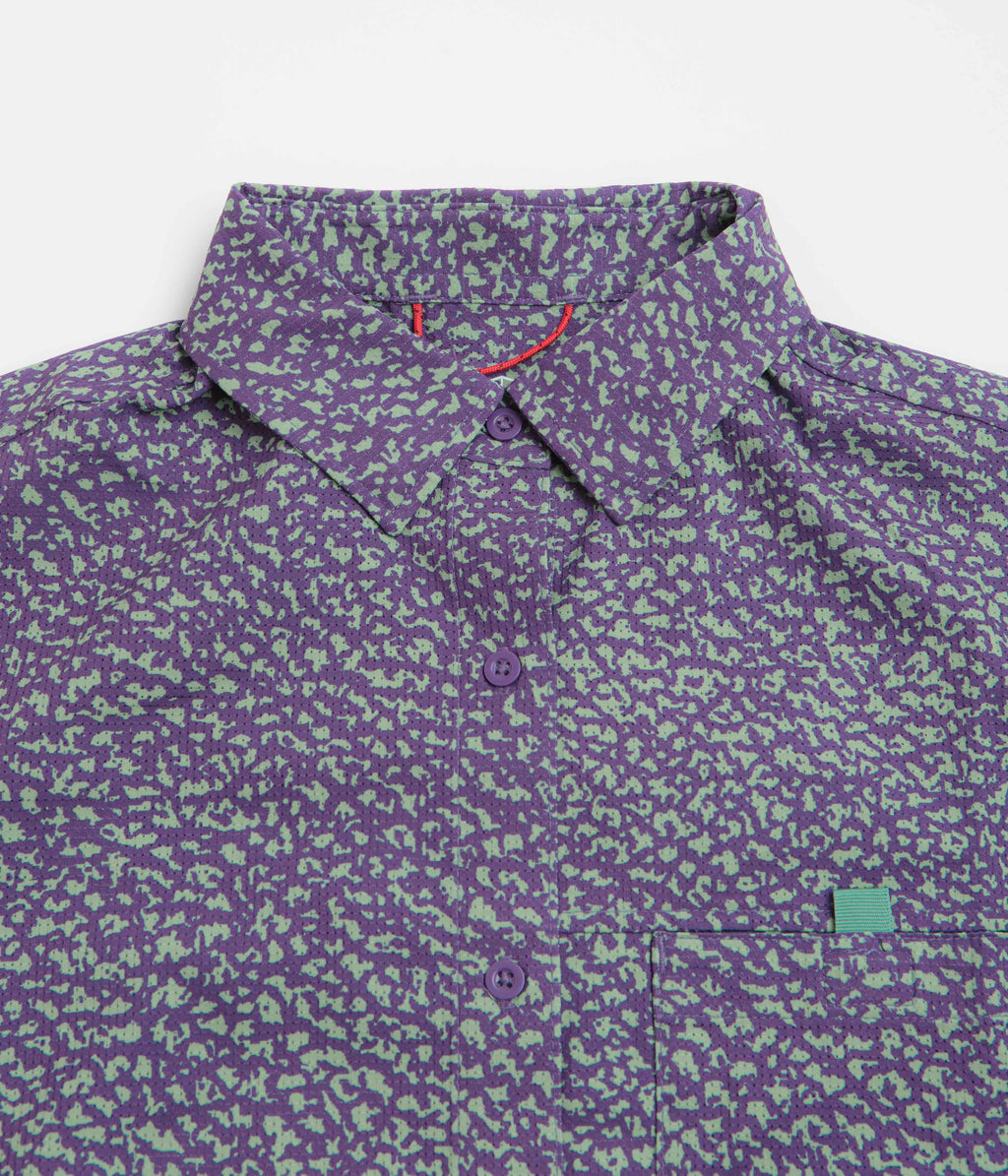 Topo Designs Womens Retro River Short Sleeve Shirt - Crackle Loganberry
