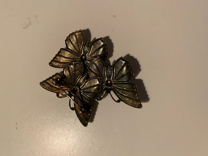 Trio of Enameled Pastel Butterflies Brooch circa 1980s