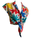 Tropical Print Tie Front Blouse circa 1980s