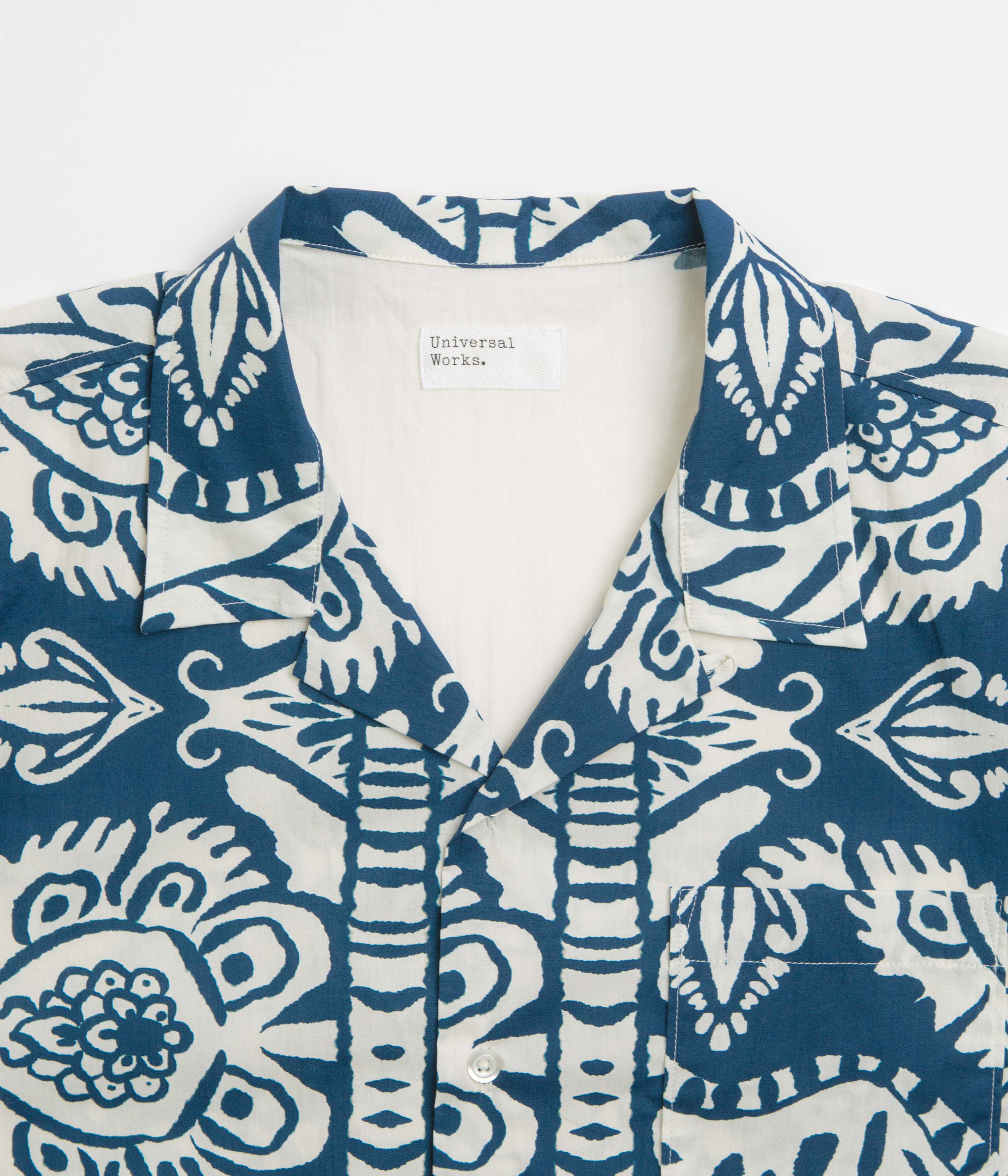 Universal Works Road Short Sleeve Shirt - Navy / Island Print