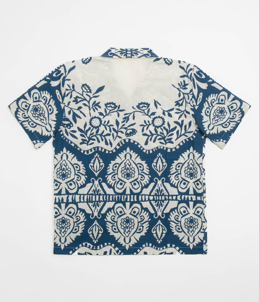 Universal Works Road Short Sleeve Shirt - Navy / Island Print