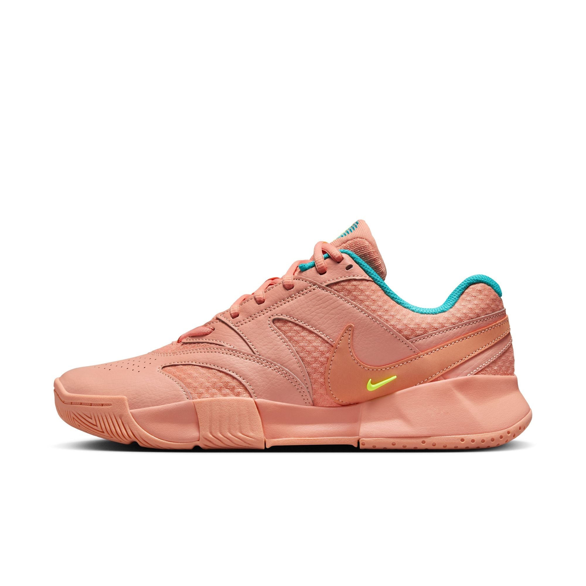 Nike Women's Court Lite 4 Hard Court Tennis Shoes in Apricot Agate/Volt-Dusty Cactus