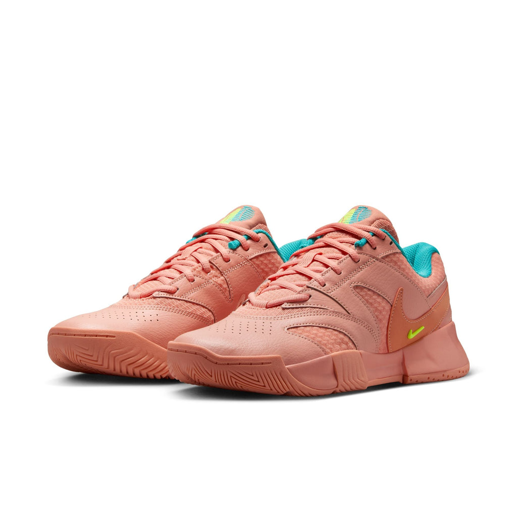 Nike Women's Court Lite 4 Hard Court Tennis Shoes in Apricot Agate/Volt-Dusty Cactus