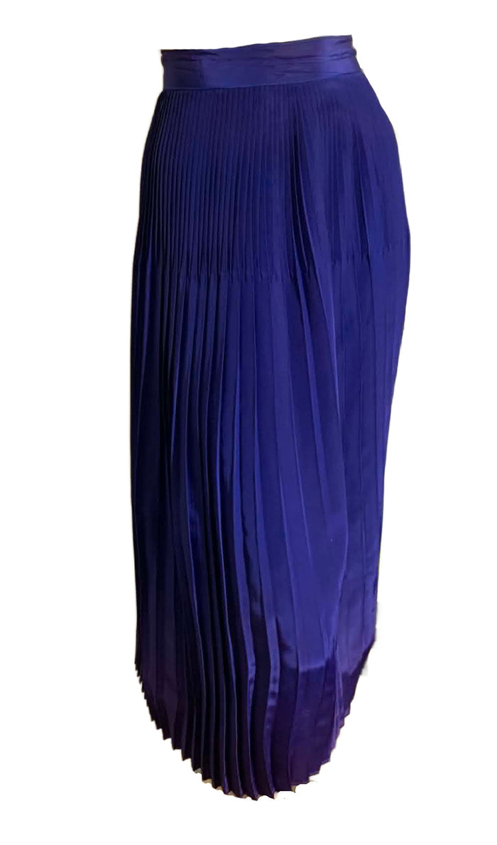 Vivid Blue Finely Pleated Rayon Skirt circa 1940s