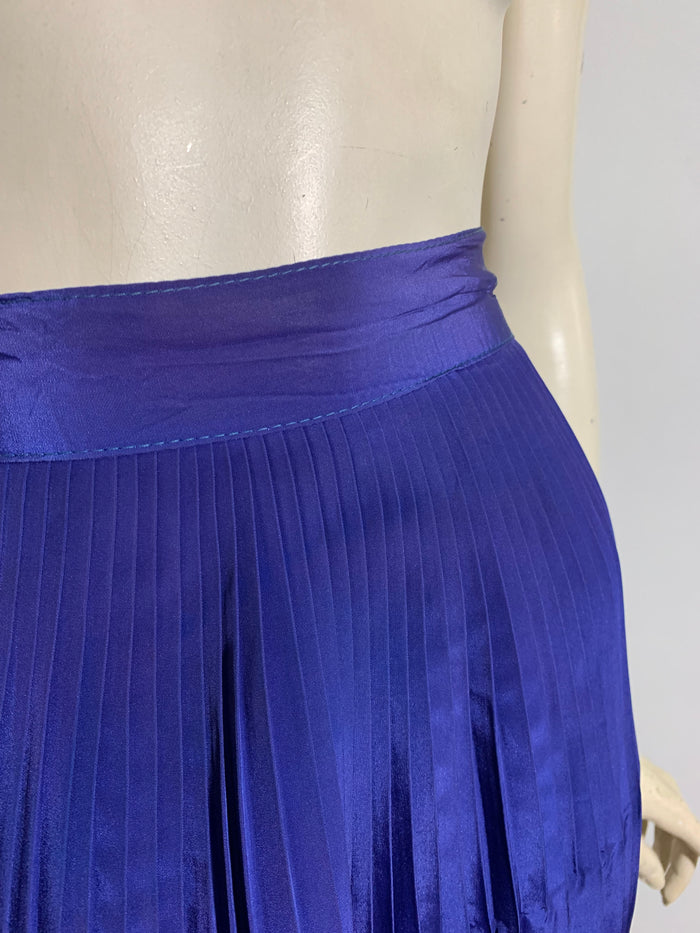 Vivid Blue Finely Pleated Rayon Skirt circa 1940s
