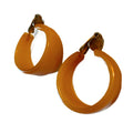 Warm Golden Yellow Bakelite Hoop Clip Earrings circa 1940s