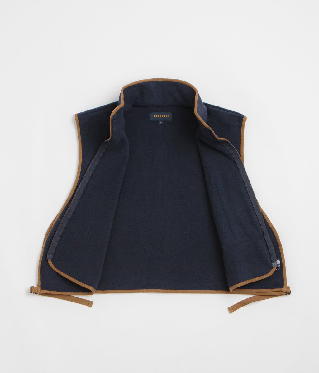 Workware Life Fleece Vest - Navy / Brown