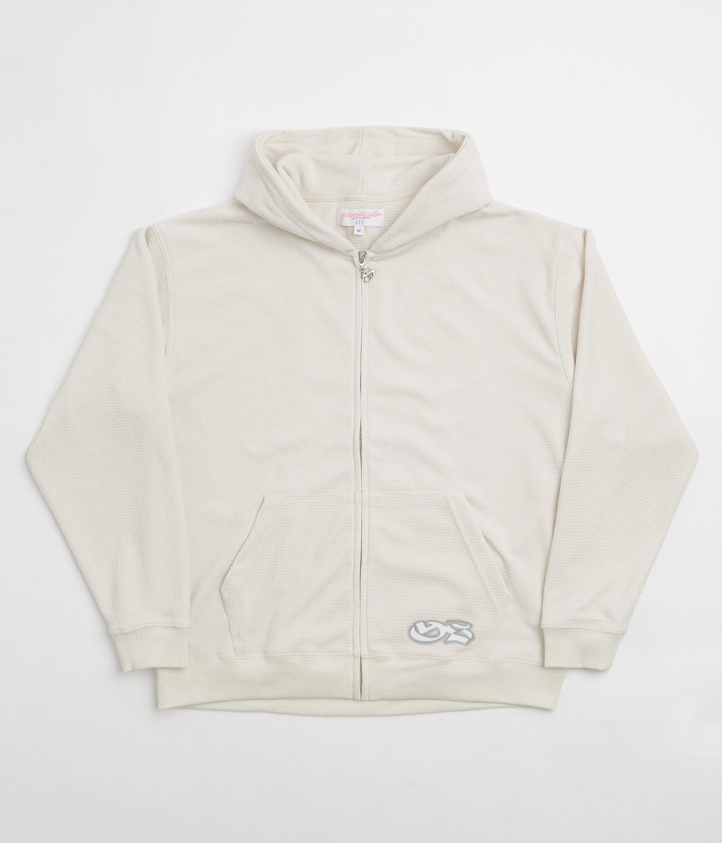 Yardsale Sprayed Waffle Full Zip Hoodie - Cream