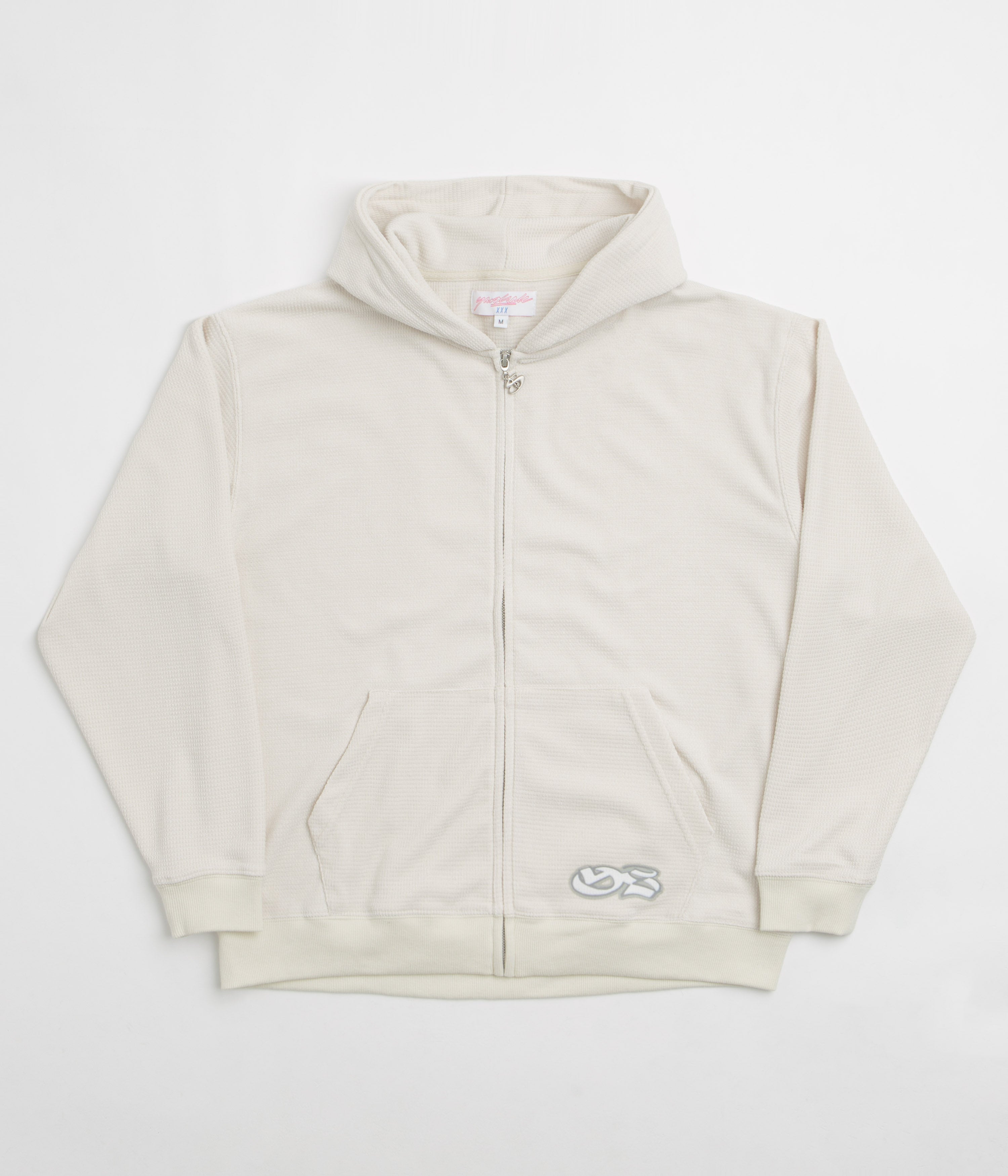 Yardsale Sprayed Waffle Full Zip Hoodie - Cream