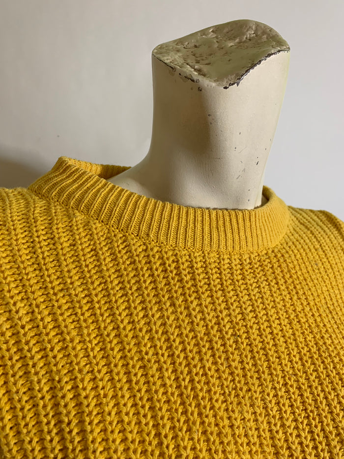 Yellow Classic Cropped Big Shoulder Sweater circa 1980s